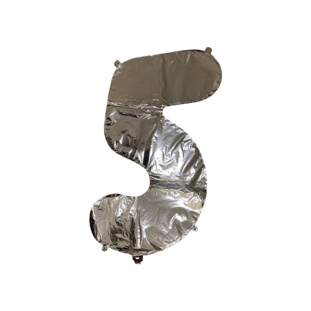 Globo plateado Número 5 Balloon (32 pulgadas) - Miniatura 3