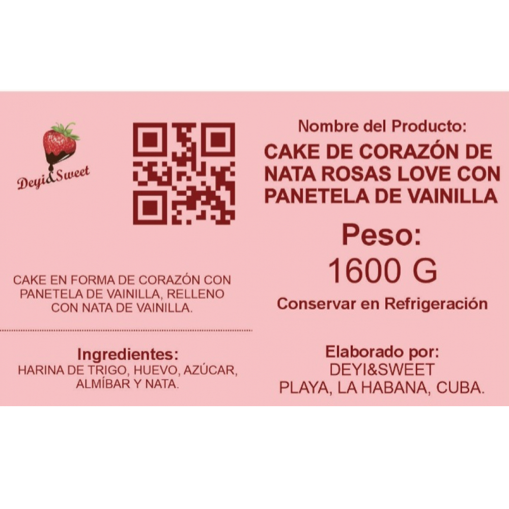 Cake de corazón de nata Rosas Love con panetela de vainilla (12 personas) - Miniatura 4