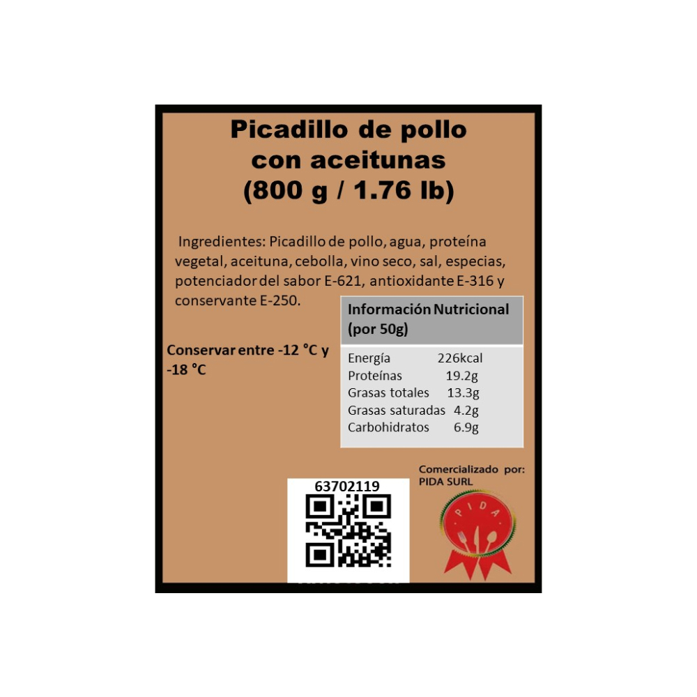 Picadillo de pollo con aceitunas Pida (800 g / 1.76 lb) - Miniatura 2