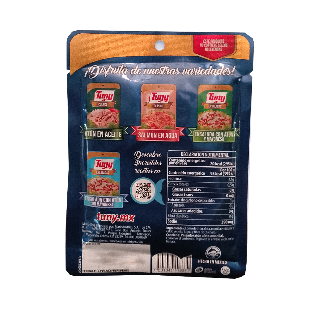 Atún aleta amarilla en trozos en agua Tuny (75 g / 2.6 oz) - Miniatura 2