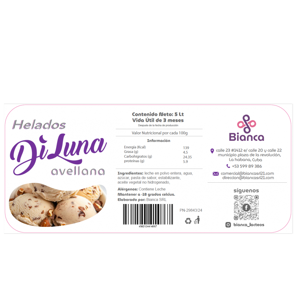 Helado sabor avellana DiLuna (5 L) - Miniatura 2