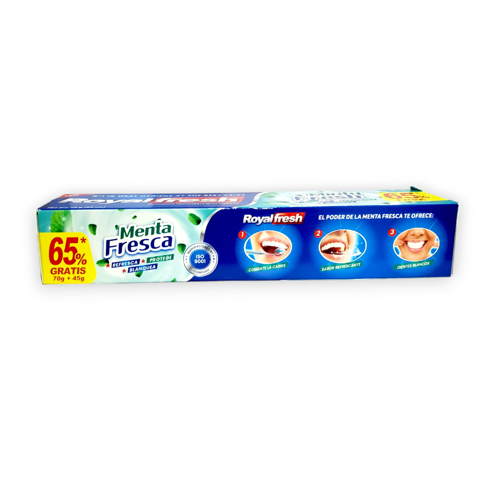 Pasta dental anticaries con flúor Menta Fresca Royalfresh (115 g / 4.05 oz) - Miniatura 4