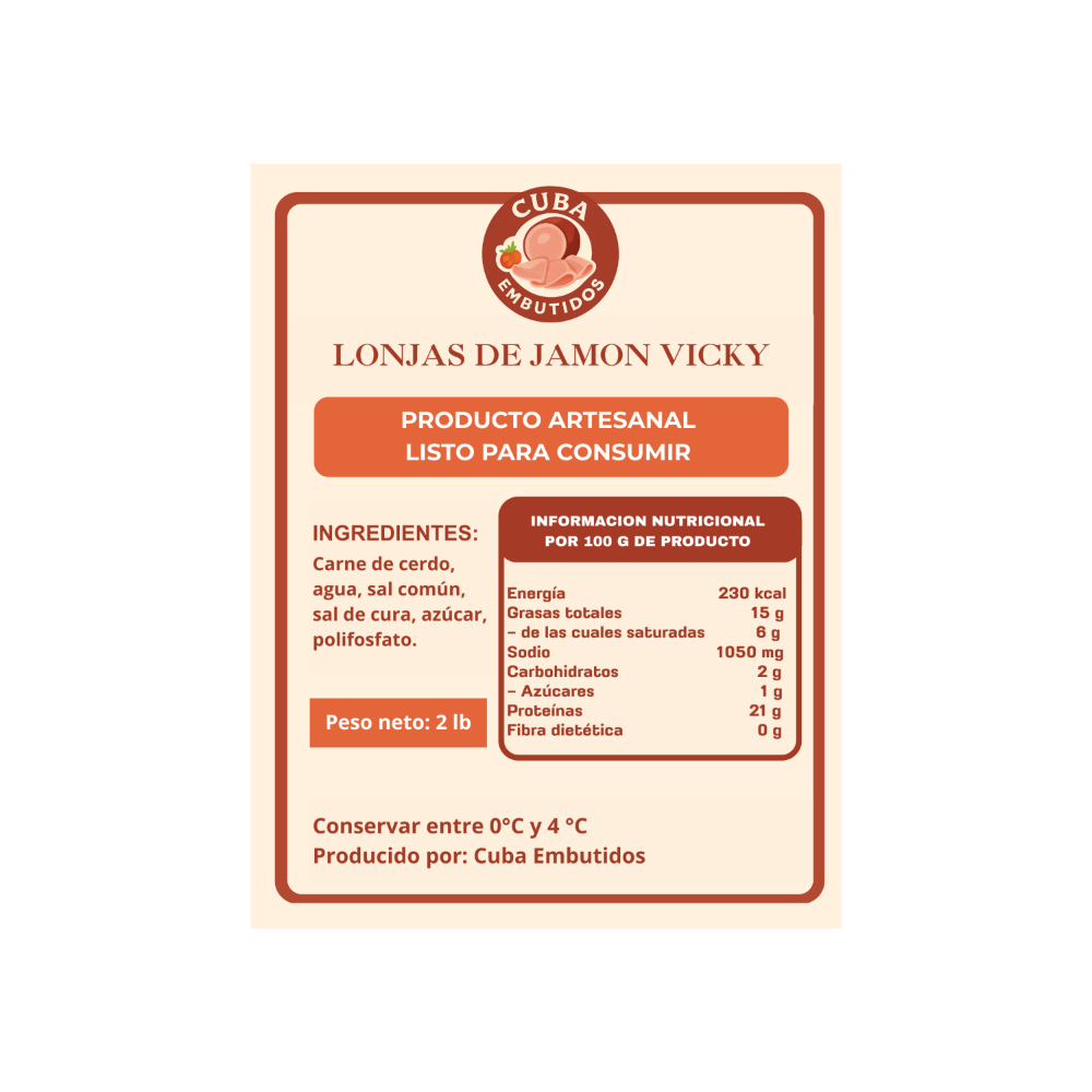 Lonjas de jamón Vicky Cuba Embutidos (907 g / 2 lb) - Miniatura 3