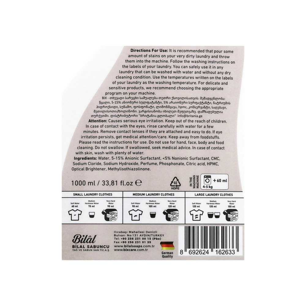 Detergente líquido para ropa blanca Bix (1 L) - Miniatura 3