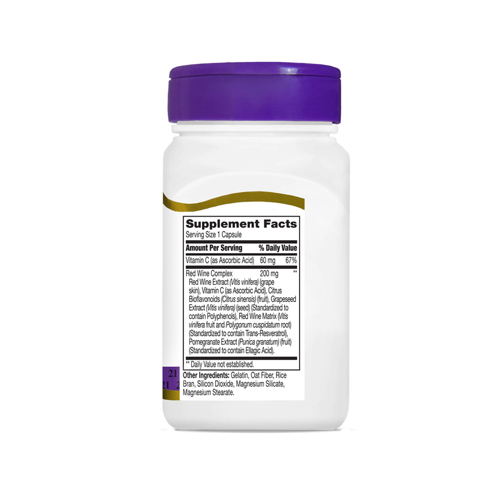 Extracto de vino tinto con resveratrol 21st Century (90 cápsulas) - Miniatura 3