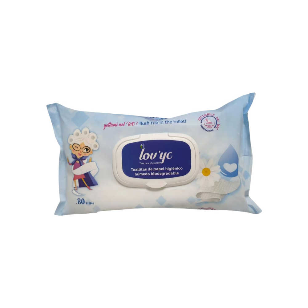 Toallitas de papel higiénico húmedo biodegradables Lov’yc (4 x 80 U) - Miniatura 2