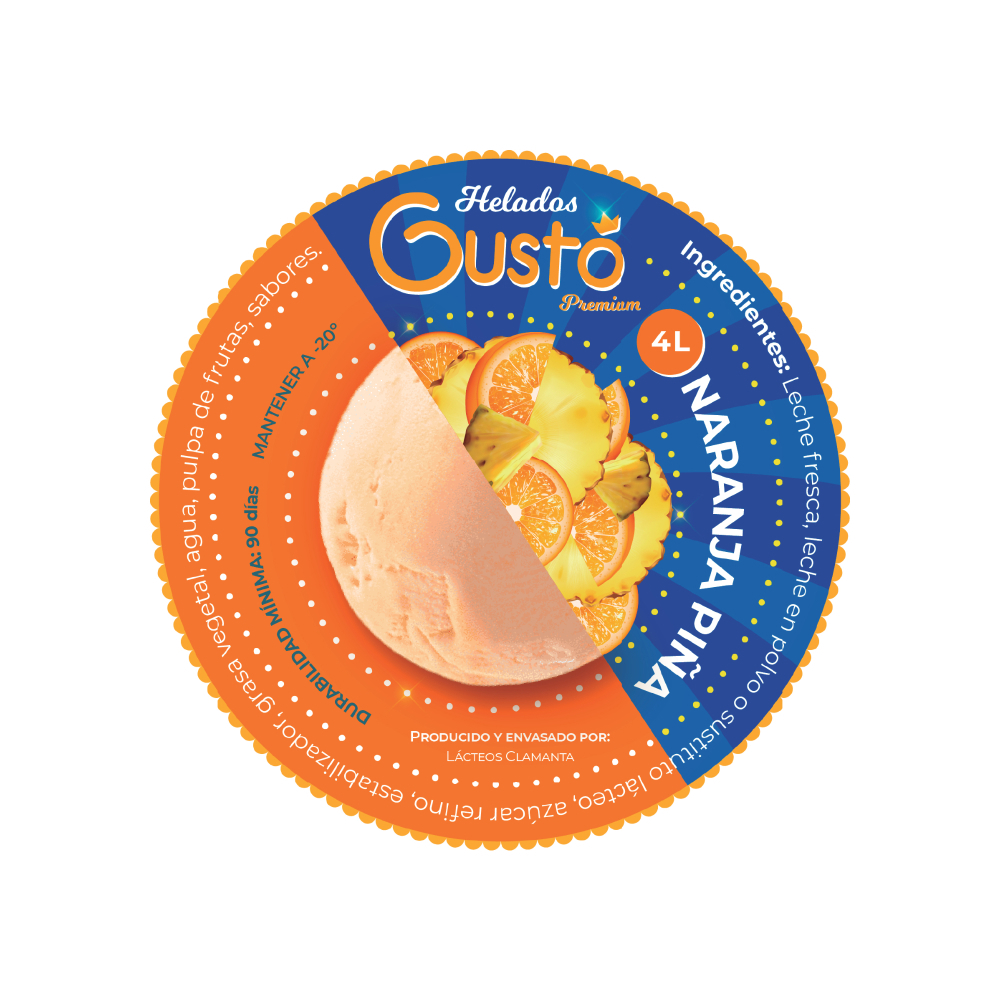 Helado Premium de naranja piña Gustó (4 L) - Miniatura 3