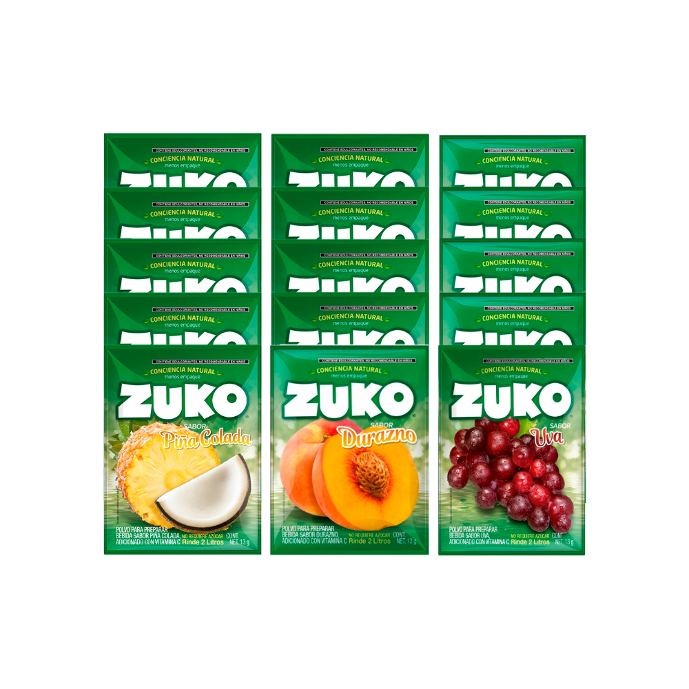 Combo refrescos zuko uva (5 x 13 g) + zuko piña colada (5 x 13 g ...