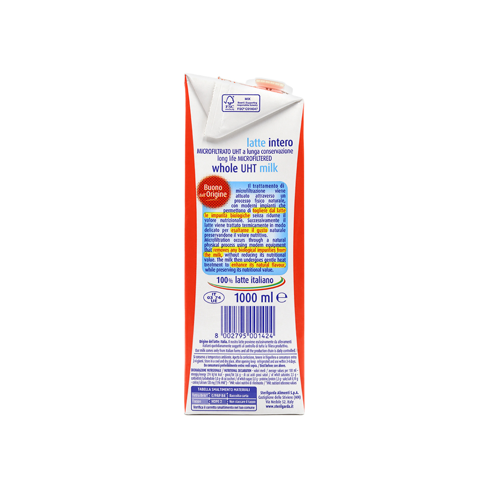 Leche entera microfiltrada Sterilgarda (1 L) - Miniatura 3