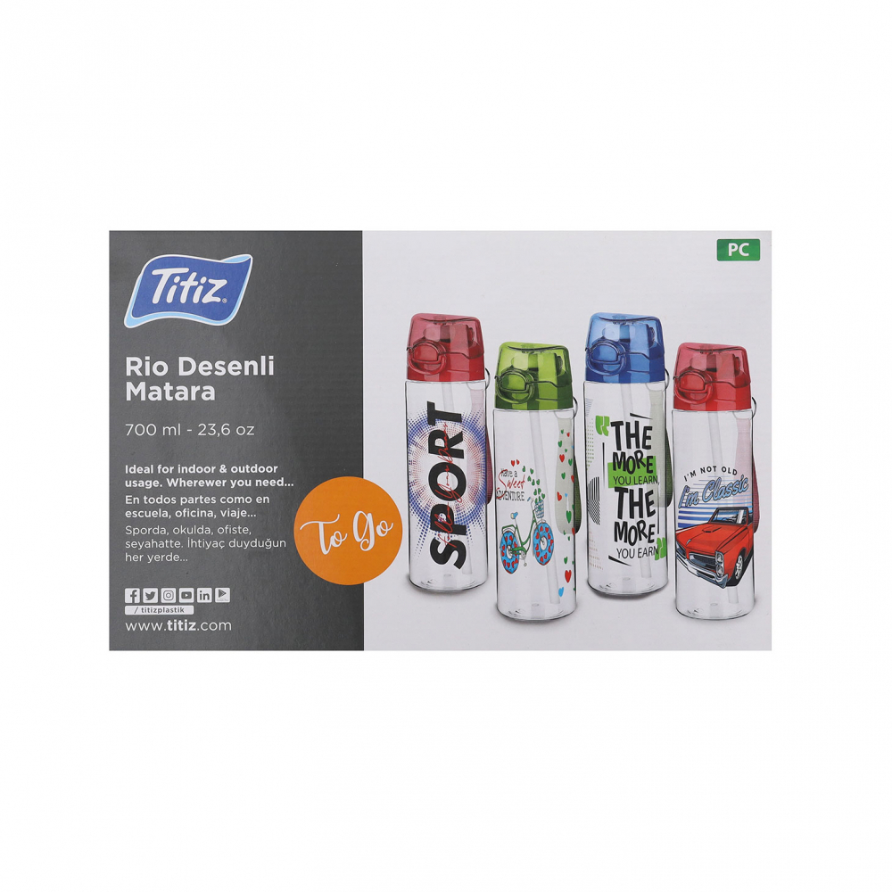 Botella estampada para agua color verde Titiz - Miniatura 2