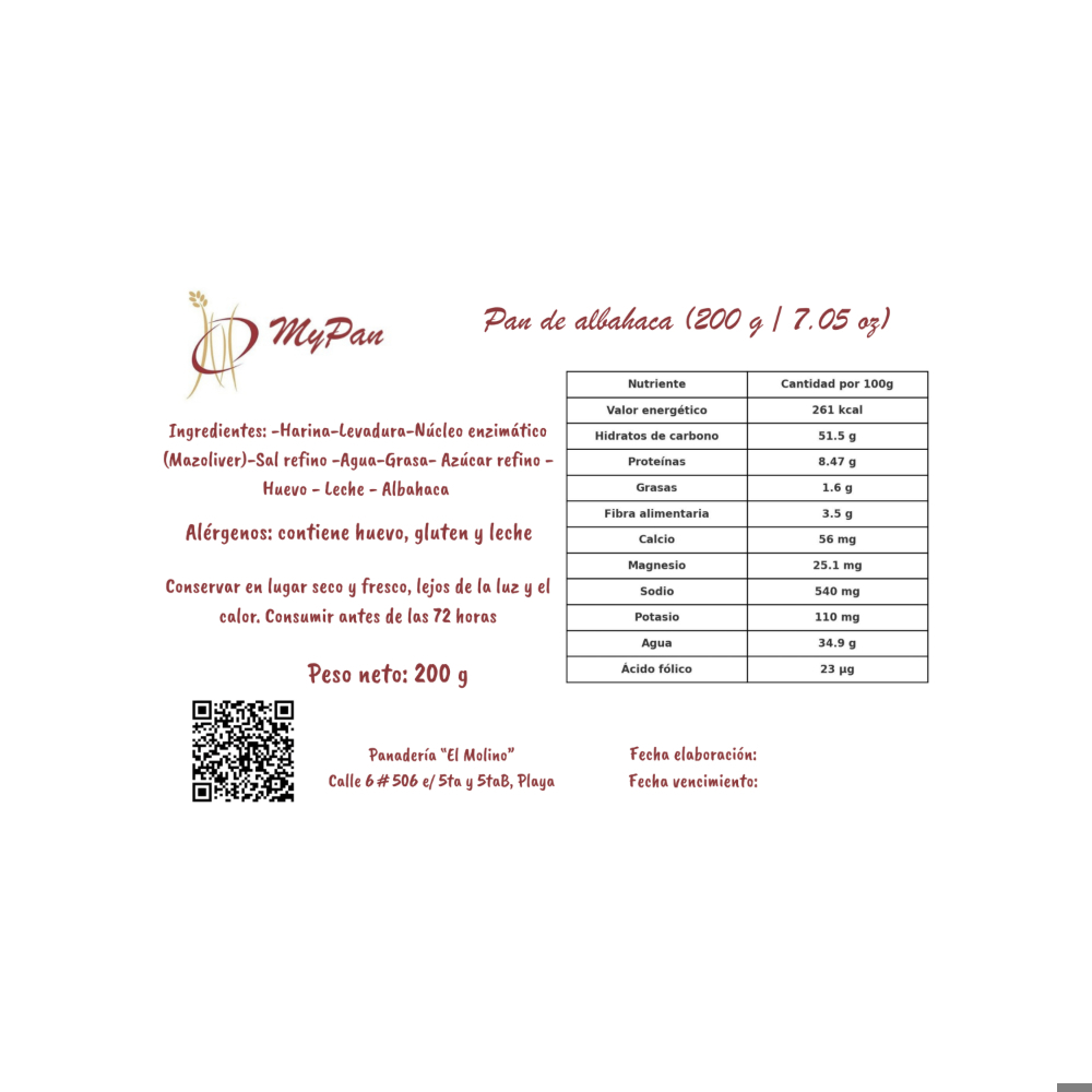 Pan de albahaca Mypan (200 g / 7.05 oz) - Miniatura 3