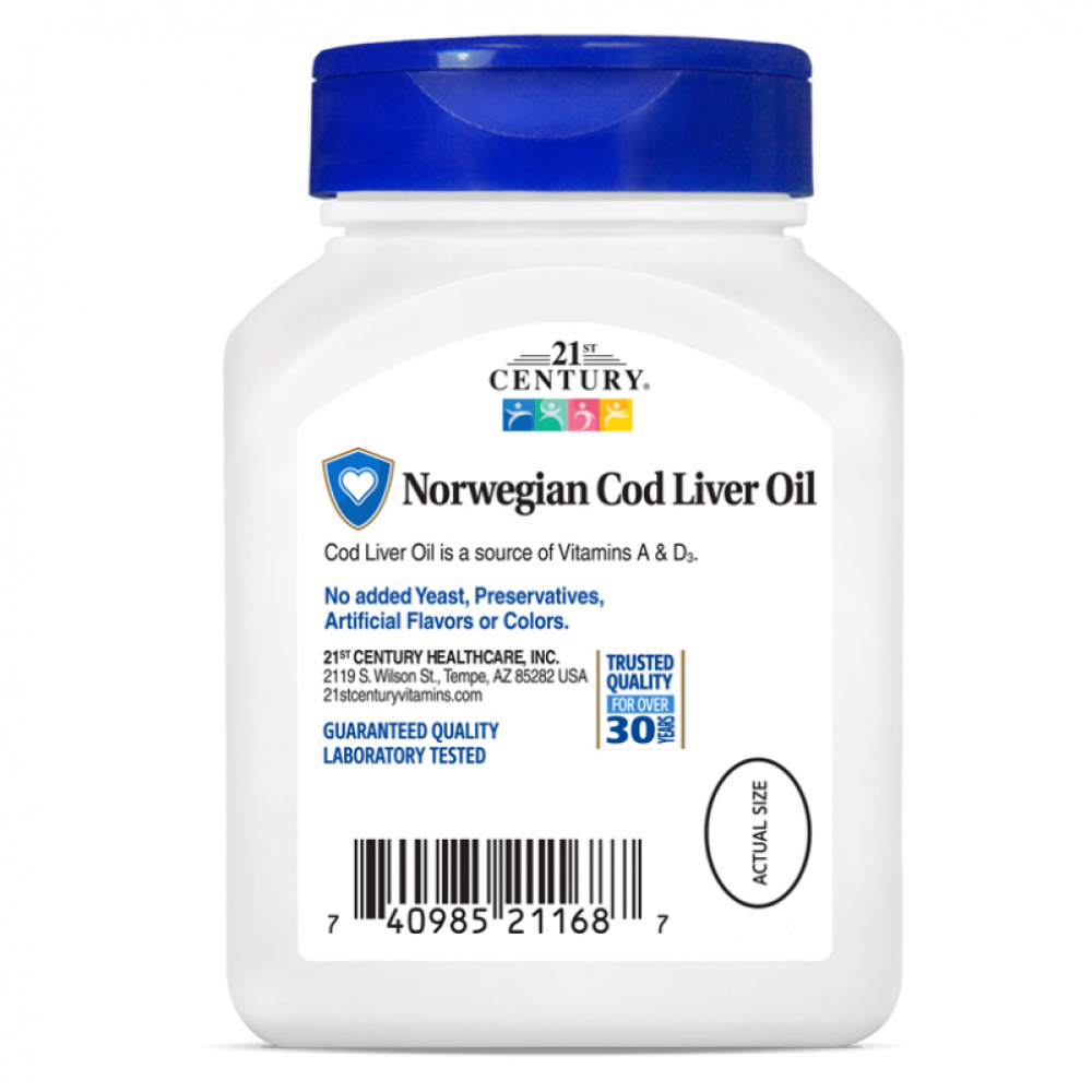 Aceite de hígado de bacalao 400 mg 21st Century (110 cápsulas) - Miniatura 3