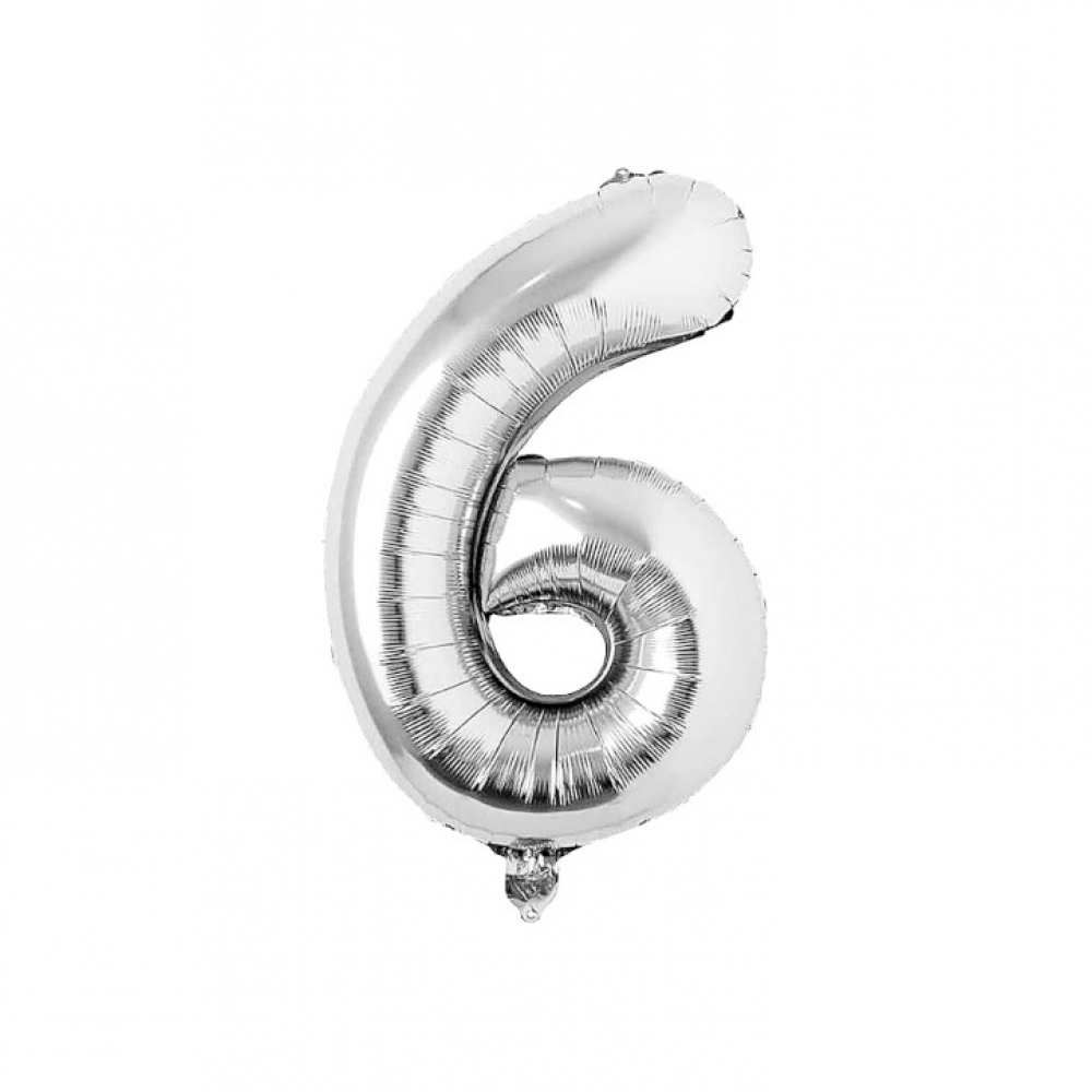 Globo plateado número 6 Balloon (32 pulgadas) - Miniatura 2