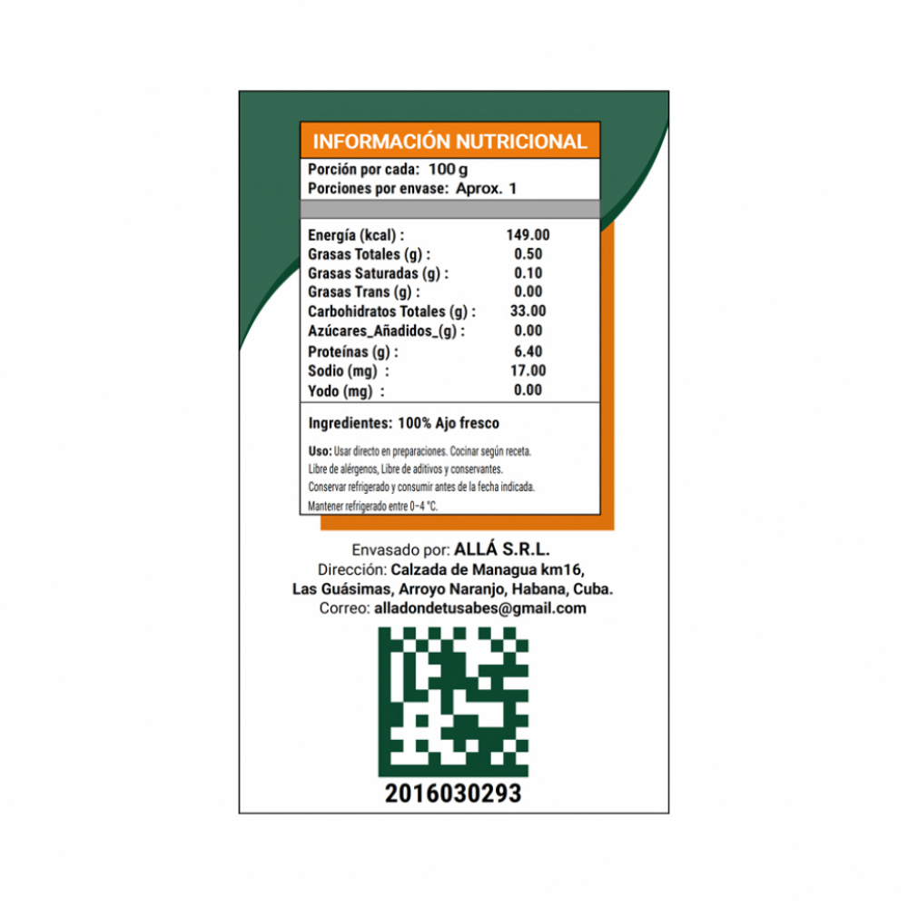 Ajo desgranado pelado y congelado ALLÁ (100 g / 3.53 oz) - Miniatura 2