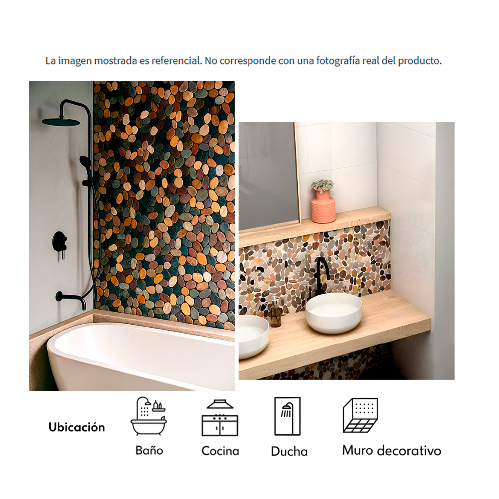 Caja de losas mosaico Urbana multi piedra de río natural 27 x 27 cm Zeric (10 U) - Miniatura 2