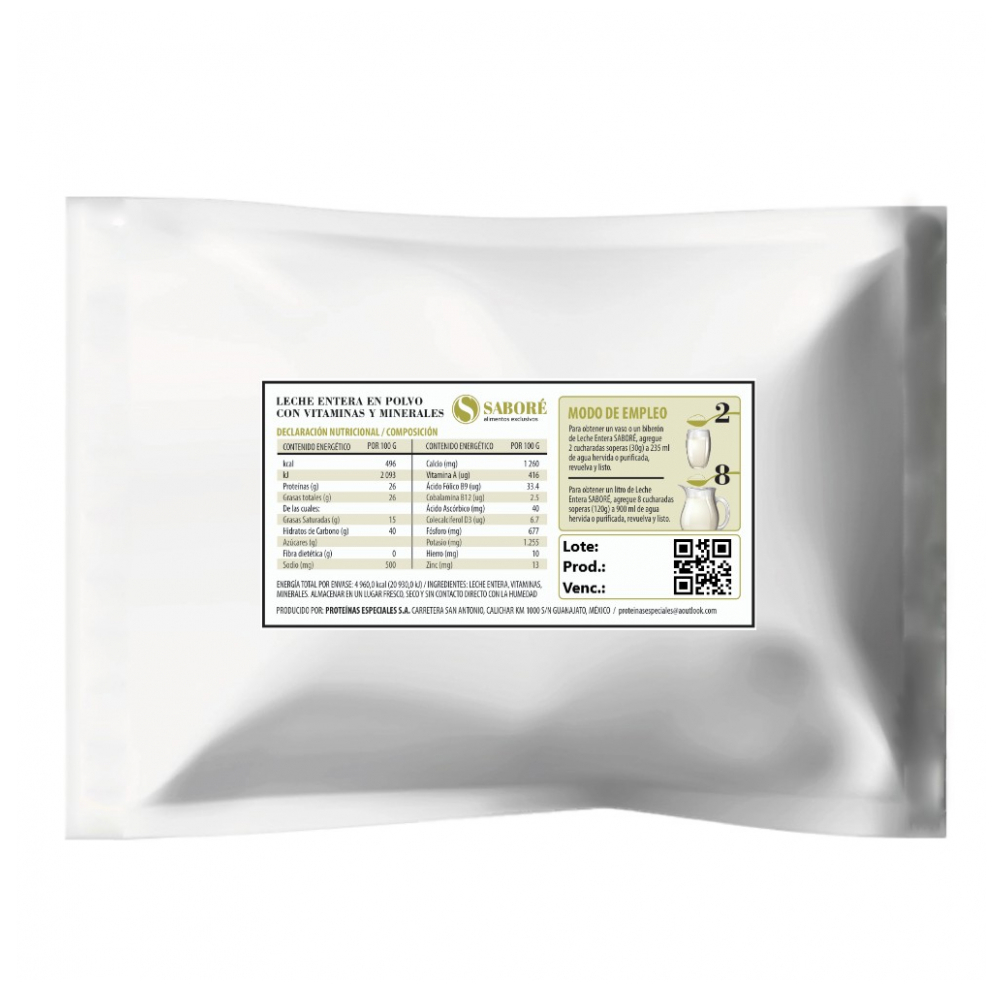 Leche entera en polvo Saboré (1 kg / 2.20 lb) - Miniatura 2