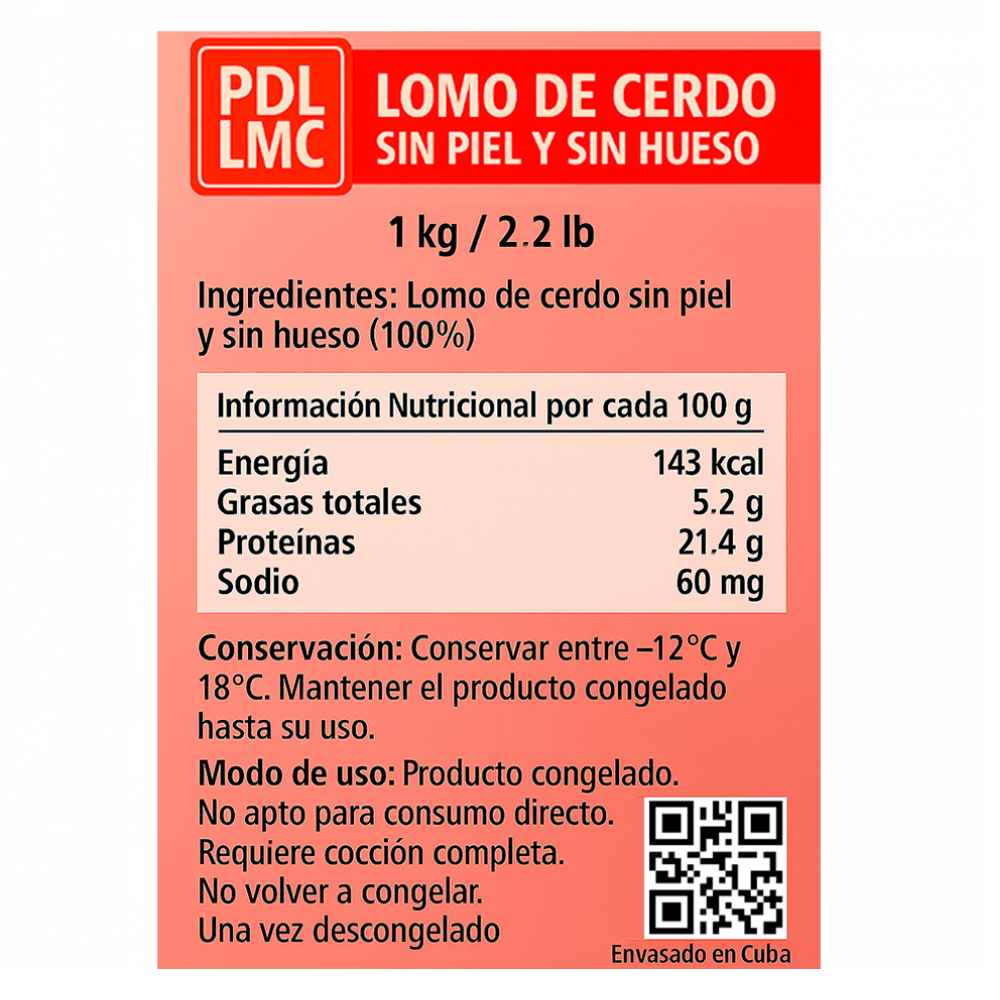 Lomo de cerdo sin piel y sin hueso PDL LMC (1 kg / 2.2 lb) - Miniatura 3