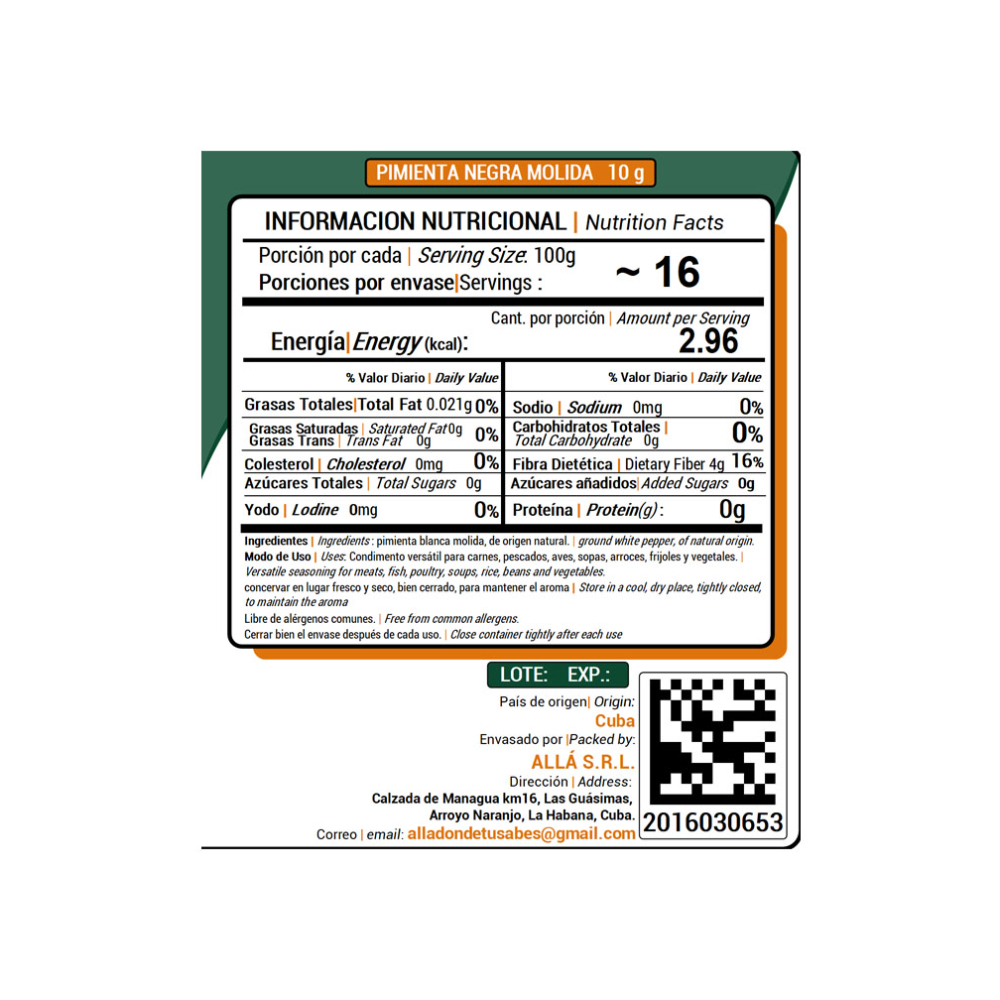 Pimienta negra molida ALLÁ (10 g) - Miniatura 4
