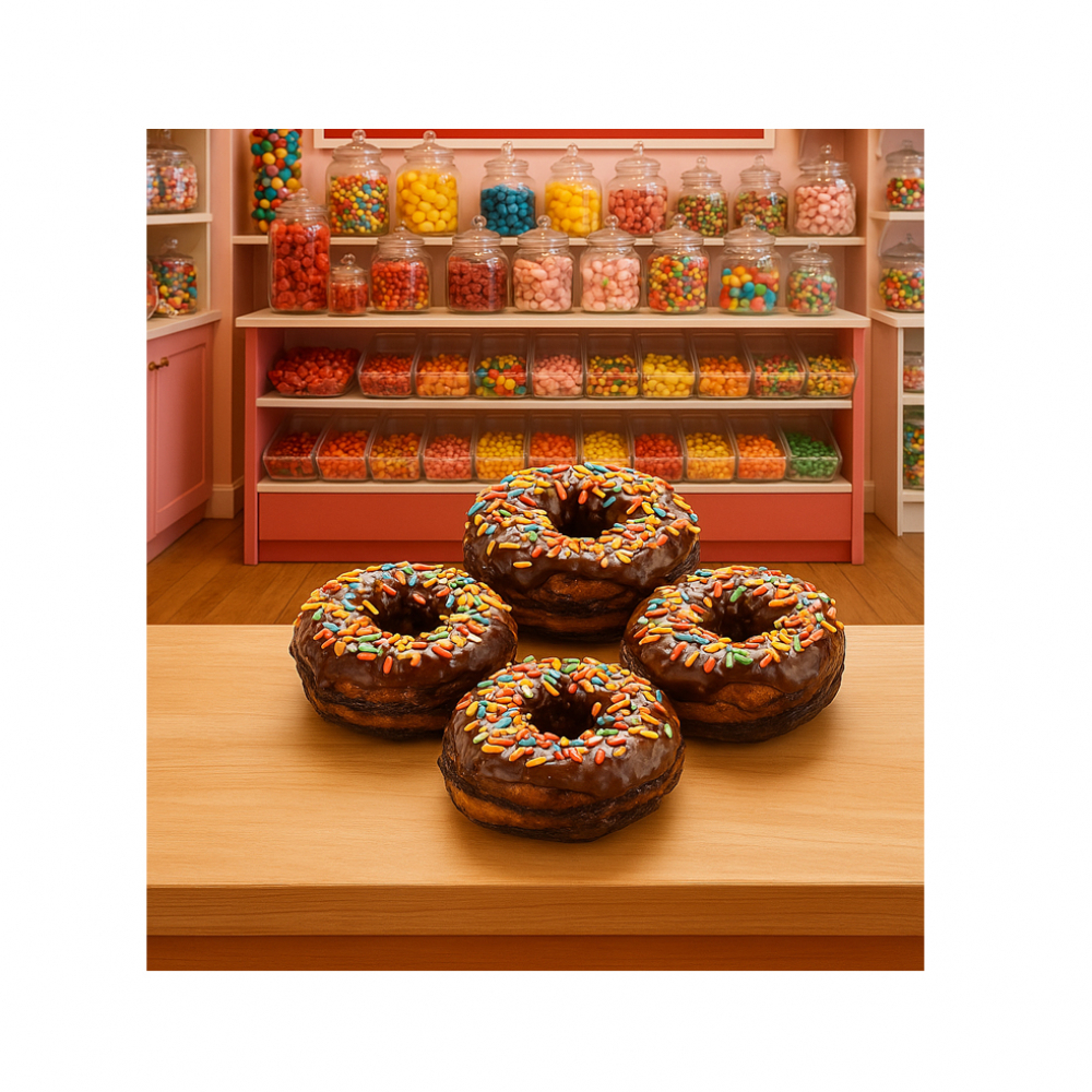 Dona con cobertura de chocolate y gragea de colores (4 x 116 g / 4.01 oz) - Miniatura 4