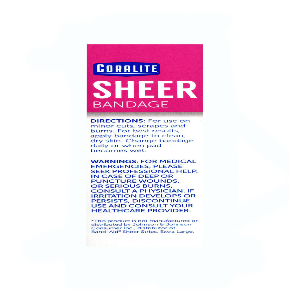 Vendaje transparente extragrande 1.9 in x 4 in / 4.8 cm x 10.2 cm Coralite (14 U) - Miniatura 4