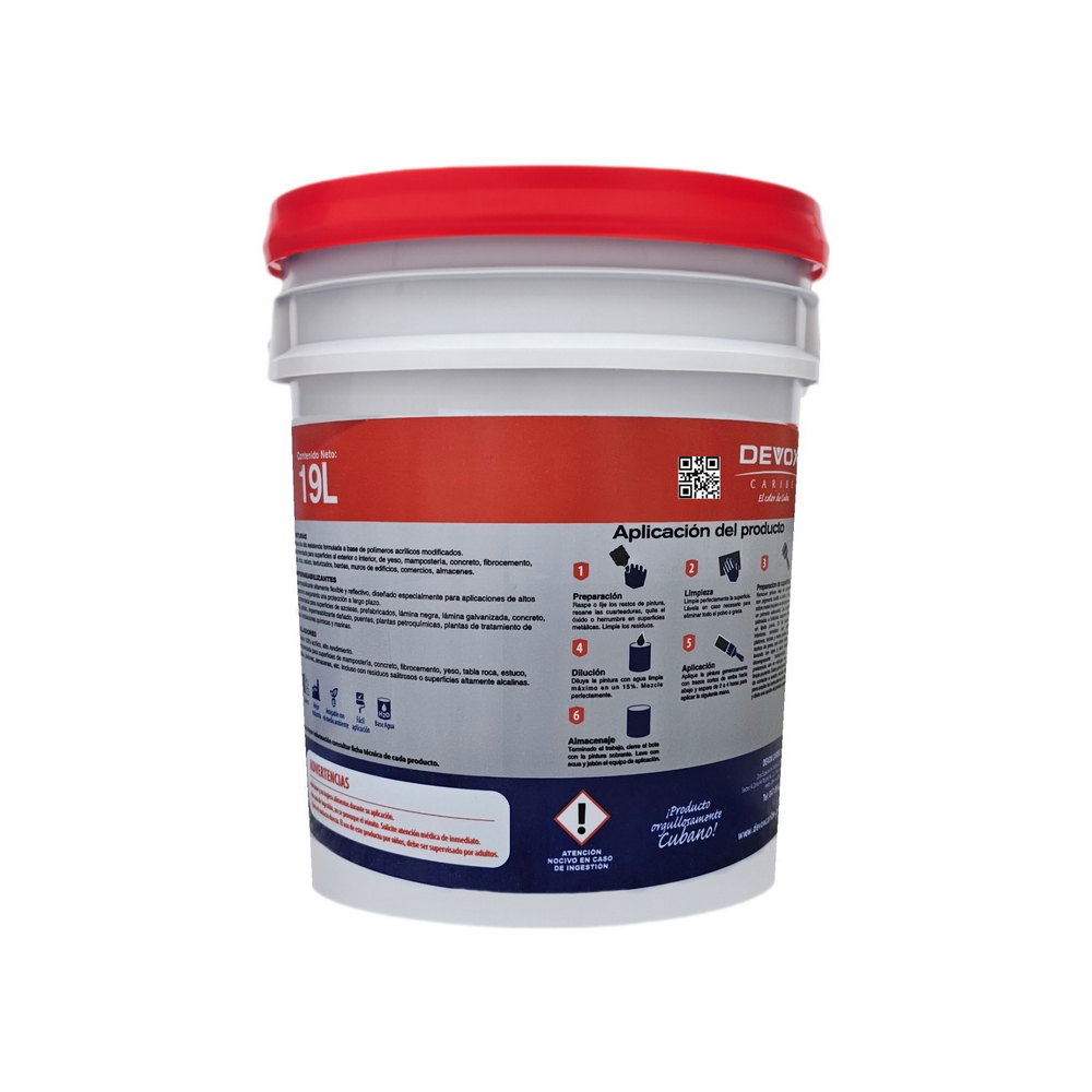 Pintura devothane erc impermeabilizante poliuretano color blanco Devox Caribe (19 L) - Miniatura 3