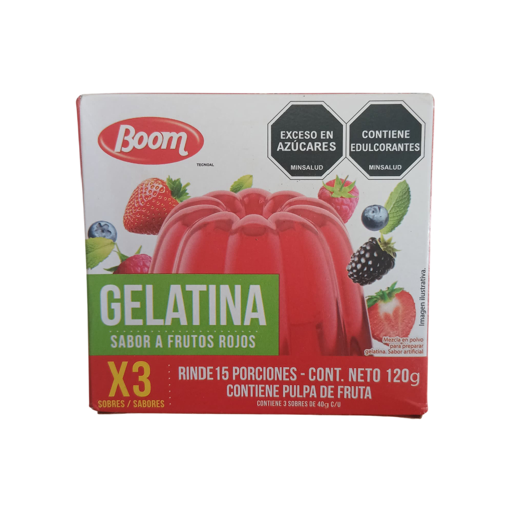 Gelatina sabor mandarina, frutos rojos y uva Boom (120 g / 4.23 oz) - Miniatura 3