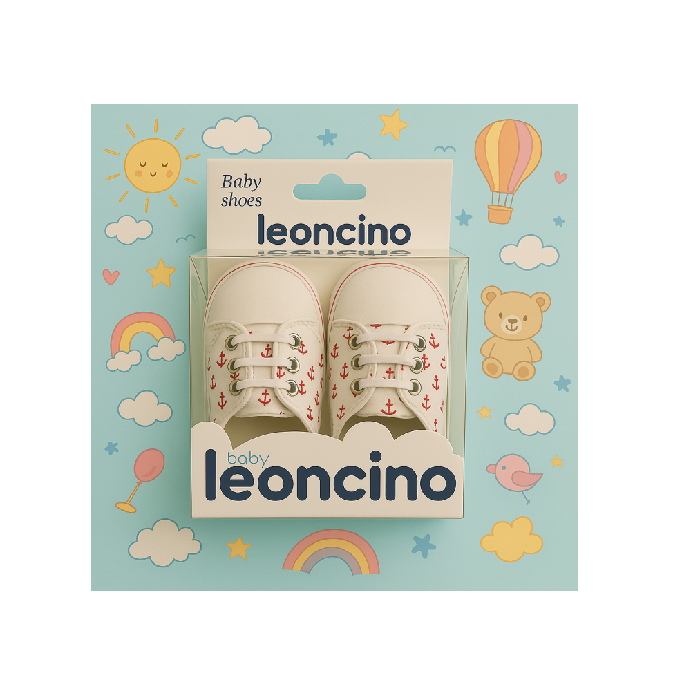 Zapatillas deportivas blancas con anclas rojas para bebé Baby Leoncino -Talla 19 - - Miniatura 3