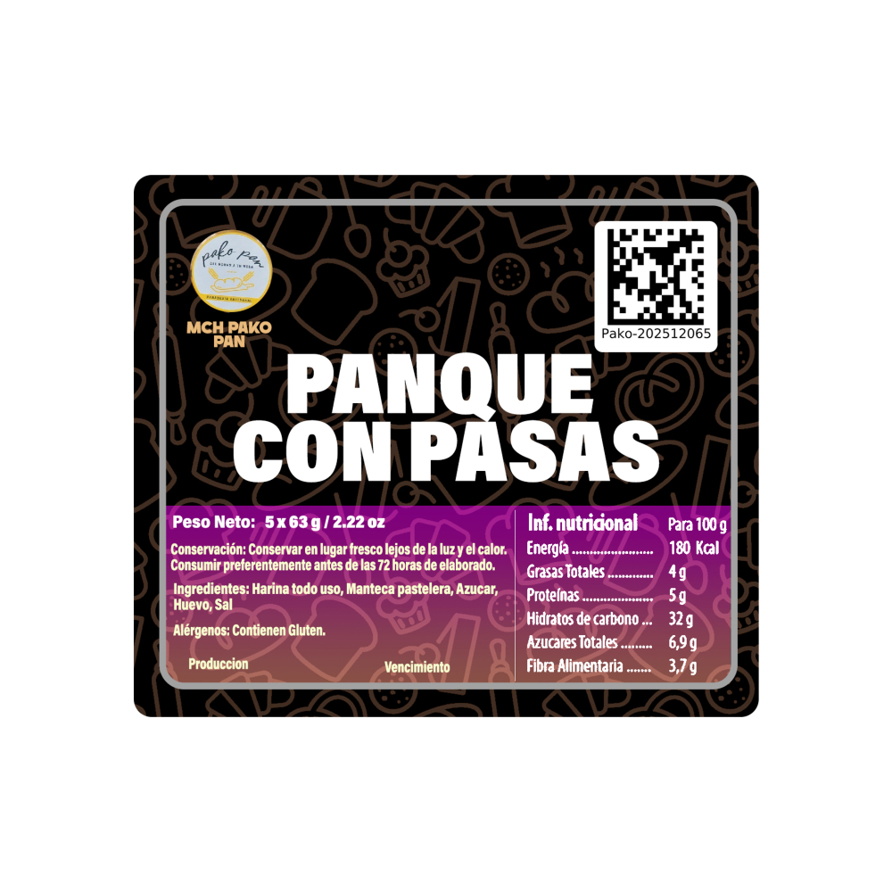 Panque con pasas MCH-PakoPan (5 x 63 g / 2.22 oz) - Miniatura 3