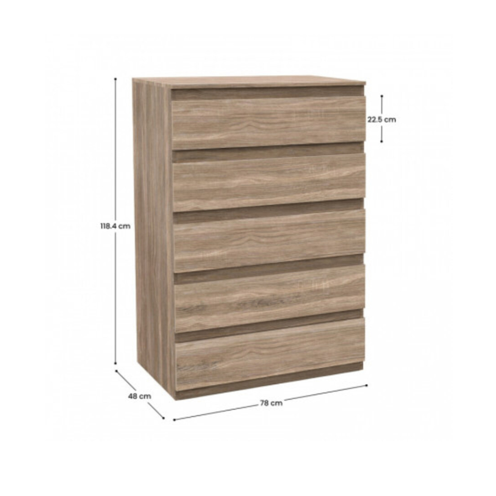 Cómoda de 5 cajones color efecto madera 7House - Miniatura 2