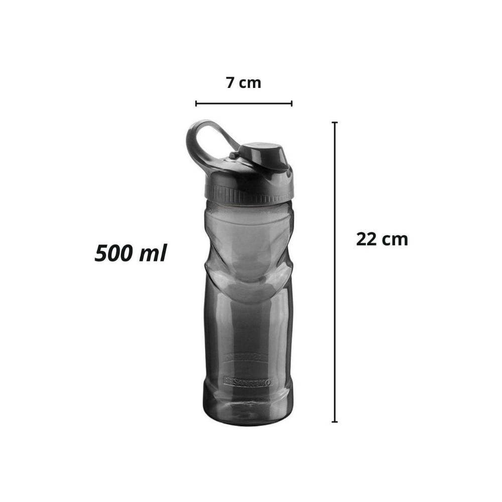 Botella deportiva plástica de 500 ml negro SR91/555 Sanremo - Miniatura 3