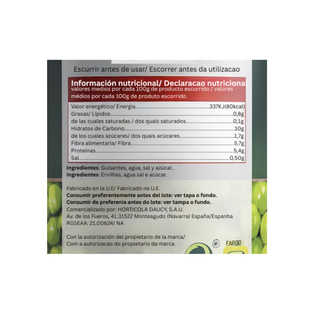 Guisantes muy finos Vivó (400 g / 14.10 oz) - Miniatura 3