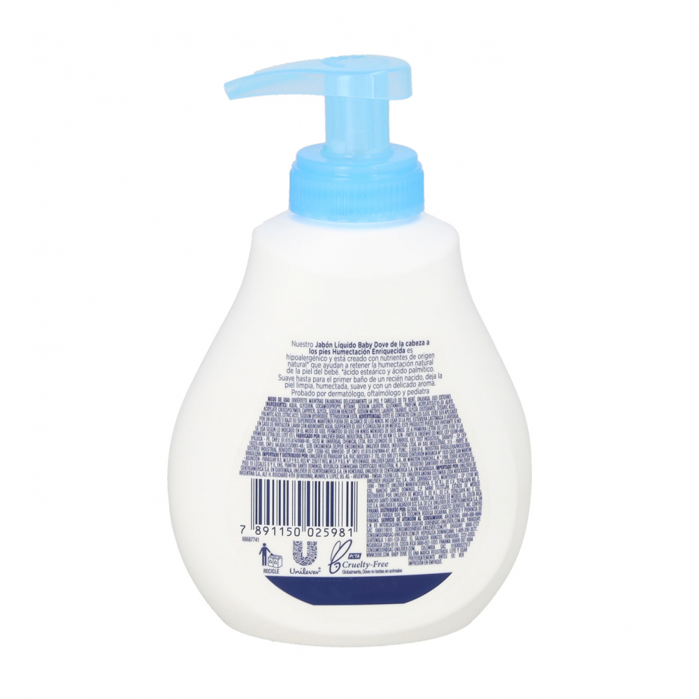 Jabón líquido para bebés humectación enriquecida baby Dove (200 ml) - Miniatura 2