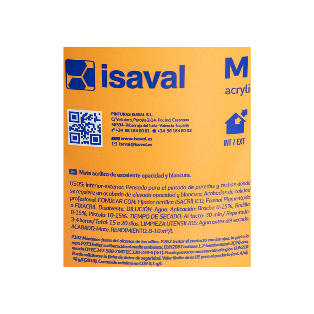 Pintura acrílica interior y exterior color marfil M - 10 extra Isaval (15 L) - Miniatura 4