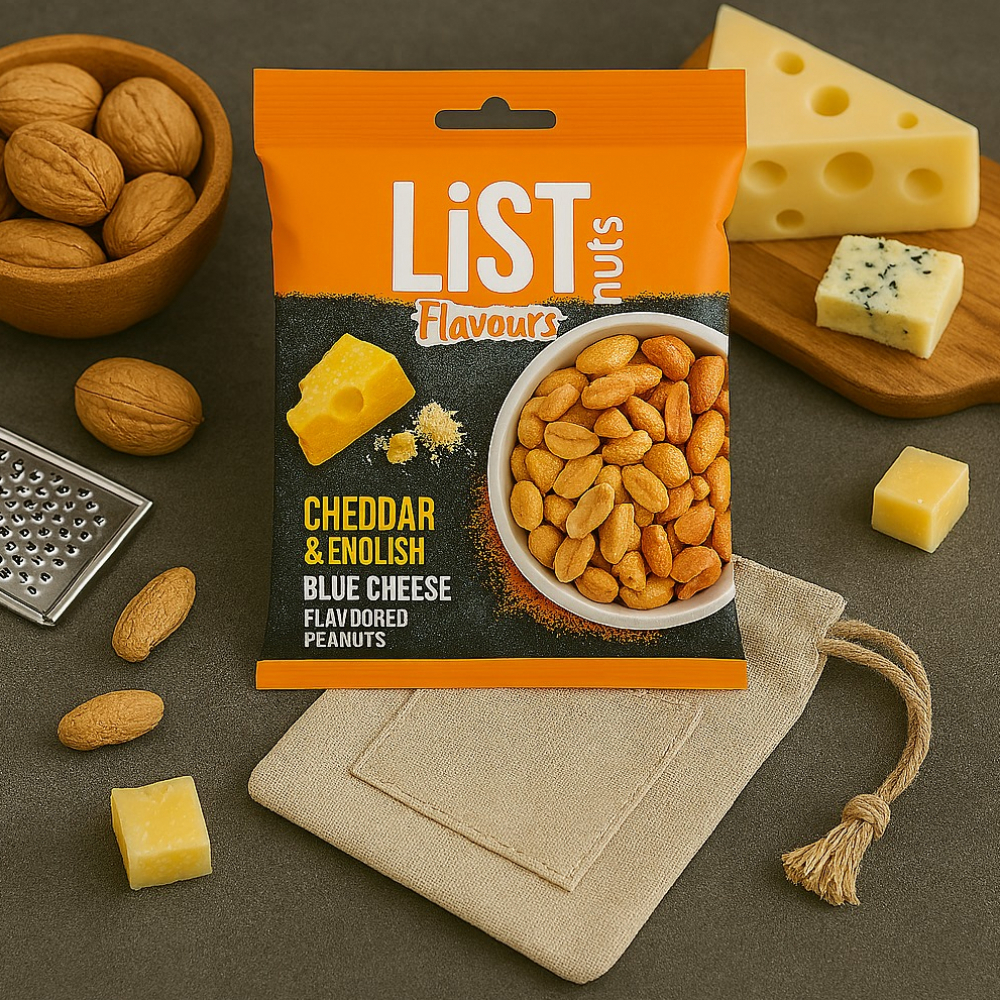 Maní con sabor a queso cheddar y queso azul inglés List Nuts (150 g / 5.29 oz) - Miniatura 3