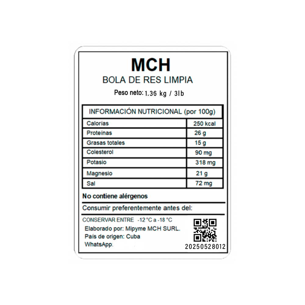 Bola de res limpia MCH (1.36 kg / 3 lb) - Miniatura 2