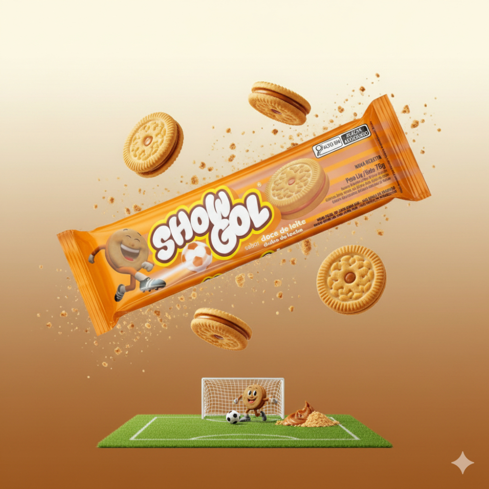 Galletas sabor vainilla rellenas con crema sabor a dulce de leche Show Gol (76 g / 2.68 oz) - Miniatura 4