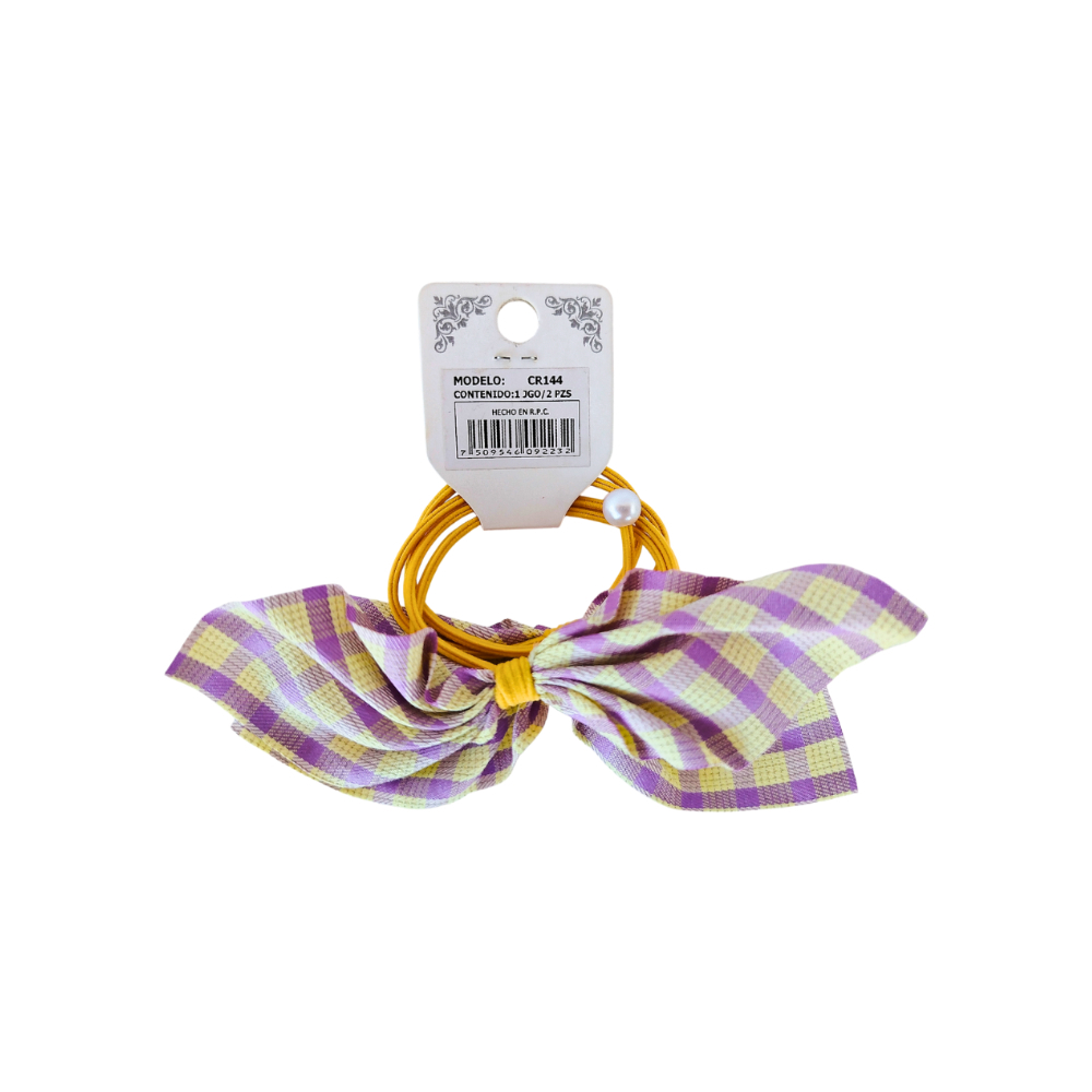 Lazos violetas a cuadros para el cabello Cora (2 U) - Miniatura 3