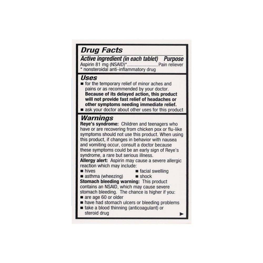 Aspirina. Ácido acetilsalicílico 81 mg GoodSense (120 tabletas) - Miniatura 2