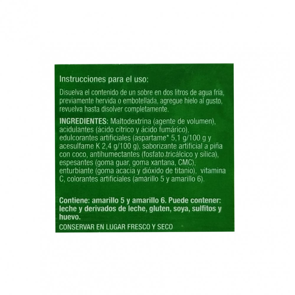 Refresco sabor piña colada Zuko (12 x 8 x 13 g) - Miniatura 3