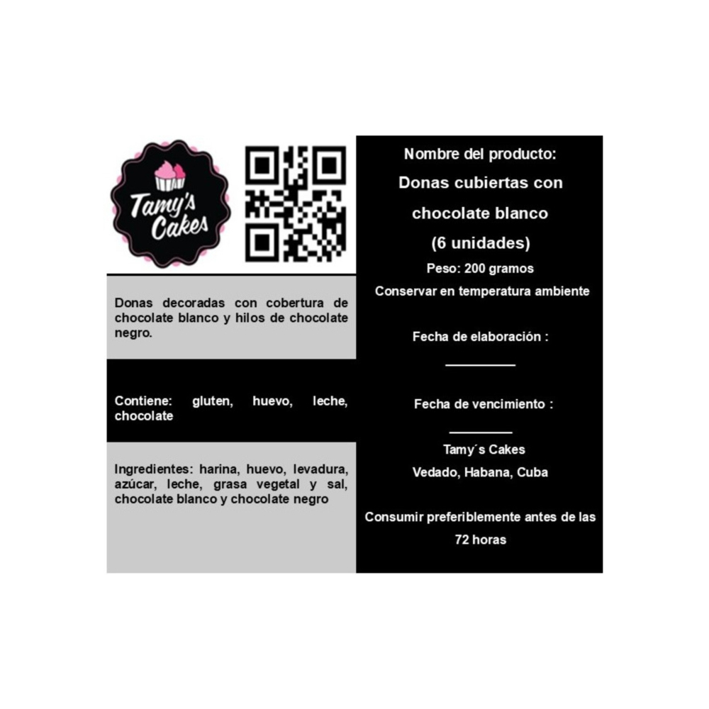 Donas de choco blanco Tamys Cakes (6 U) - Miniatura 3