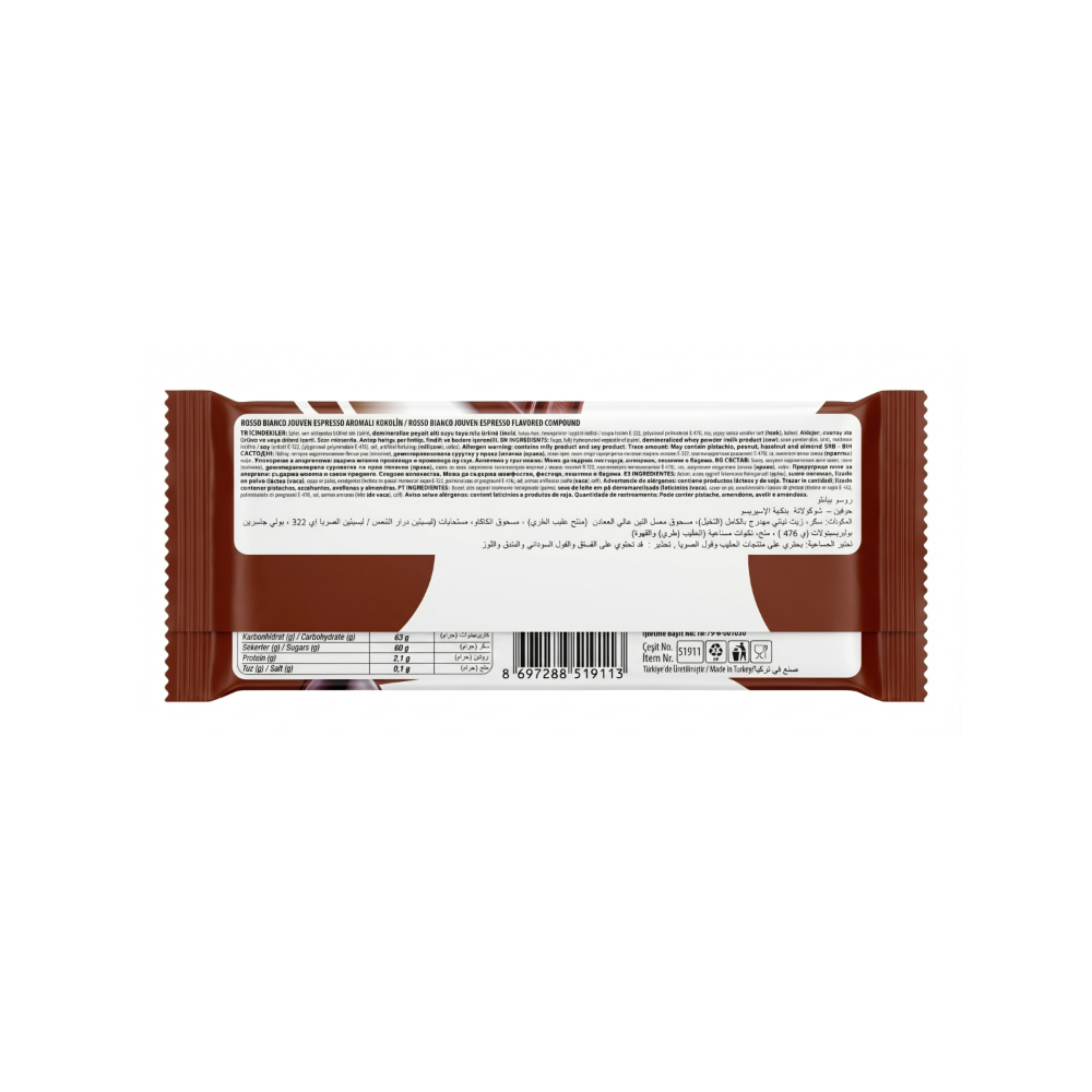 Tableta de chocolate rellena de crema de café Jouven Rosso Bianco (50 g / 1.76 oz) - Miniatura 2
