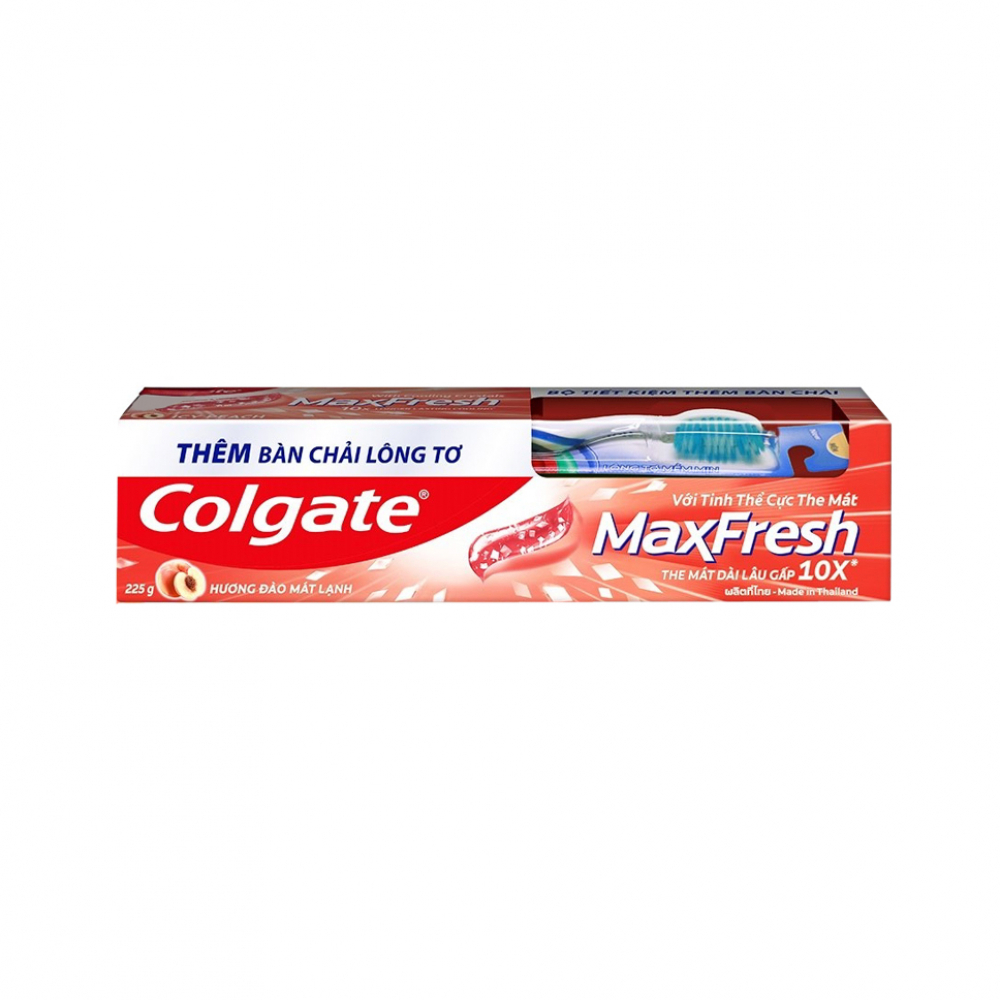 Cepillo de dientes para adultos + Pasta dental Icy Peach Max Fresh Colgate (225 g / 7.93 oz) - Miniatura 4