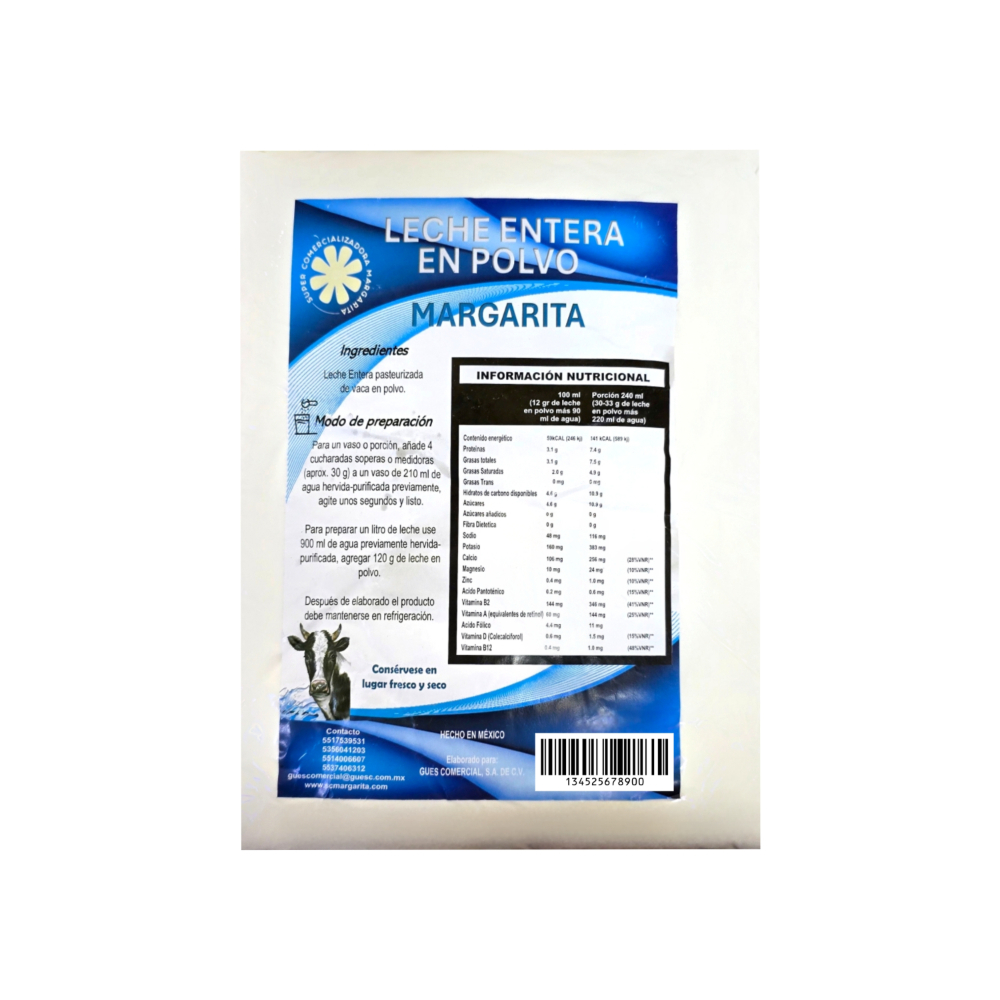 Leche entera en polvo Margarita (1 kg / 2.20 lb) - Miniatura 3