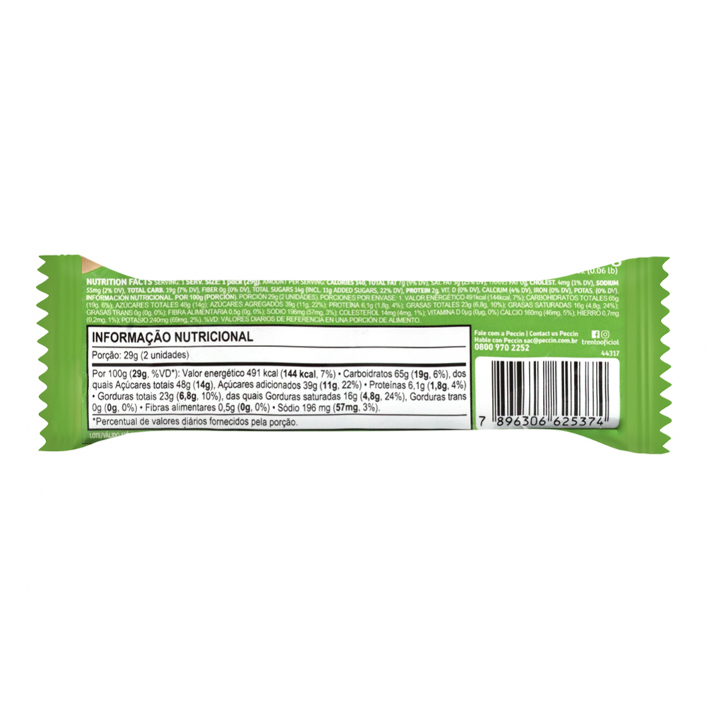 Barquilla rellena sabor torta limón cubierta con chocolate blanco Trento (29 g / 1.02 oz) - Miniatura 2