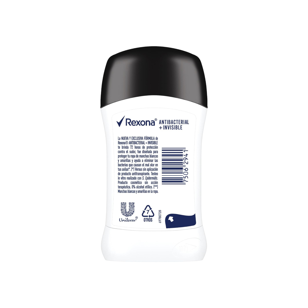 Desodorante en barra antibacterial + invisible Rexona (45 g / 1.58 oz) - Miniatura 4