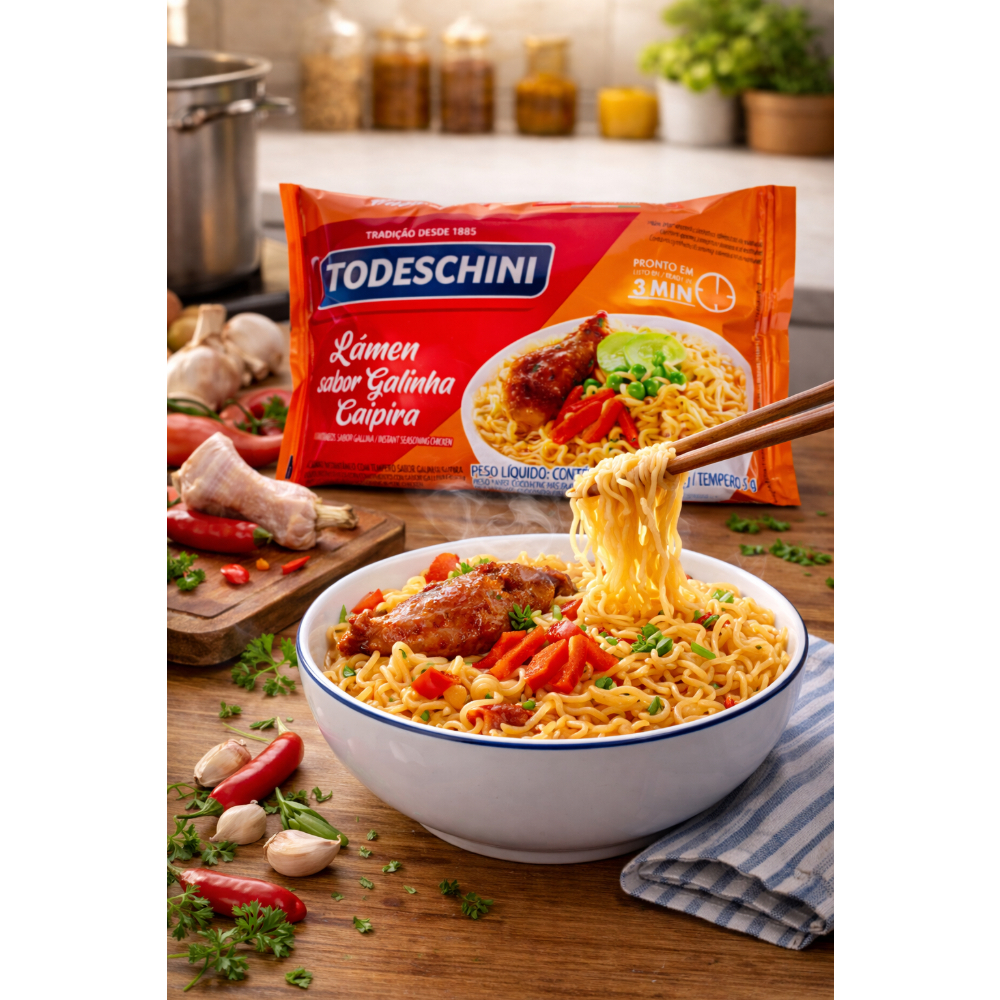 Fideos instantáneos sabor a pollo de corral Todeschini (85 g / 2.99 oz) - Miniatura 4