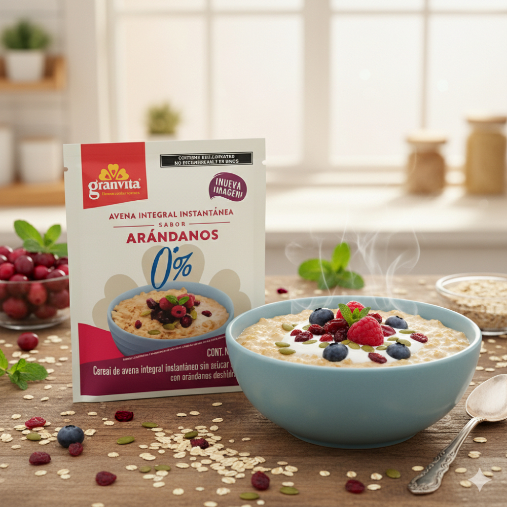 Avena instantánea integral sin azúcar sabor arádanos Ganvita (35 g / 1.23 oz) - Miniatura 4