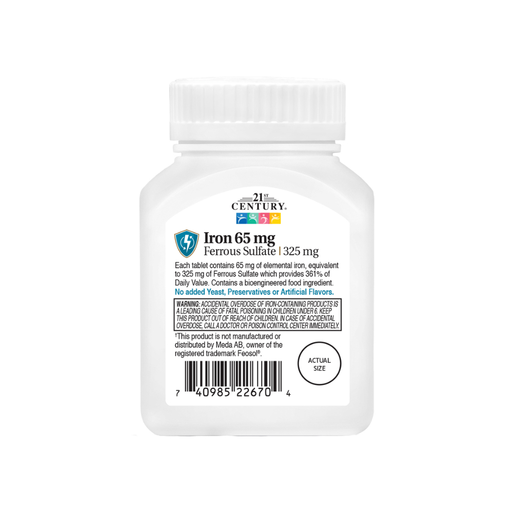 Hierro elemental 65 mg 21st Century (120 tabletas) - Miniatura 4