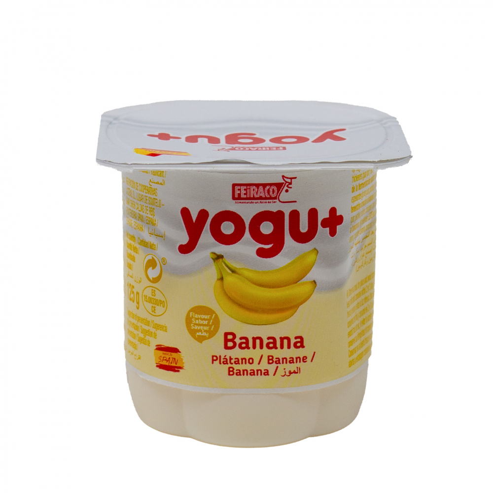 Yogurt pasteurizado sabor plátano Yogu+ Feiraco (4 x 125 g / 4.41 oz) - Miniatura 4