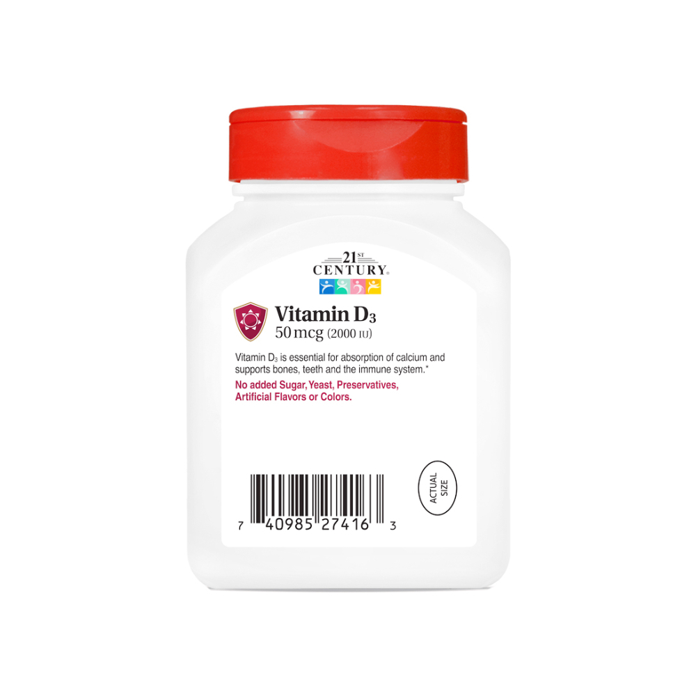Vitamina D3 2000 UI 21st Century (250 cápsulas blandas) - Miniatura 2